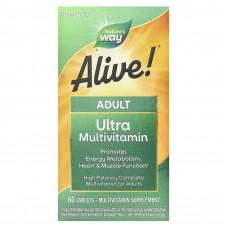 Мультивітаміни Alive!, прийом один раз на день, Alive!® Adult Ultra Multivitamin, Nature's Way, 60 таблеток