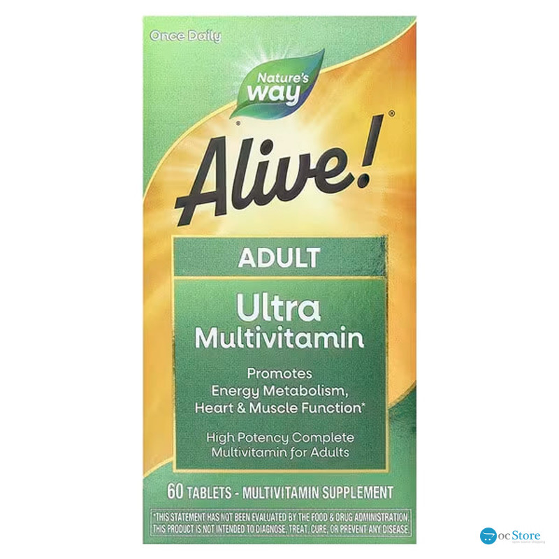 Мультивітаміни Alive!, прийом один раз на день, Alive!® Adult Ultra Multivitamin, Nature's Way, 60 таблеток