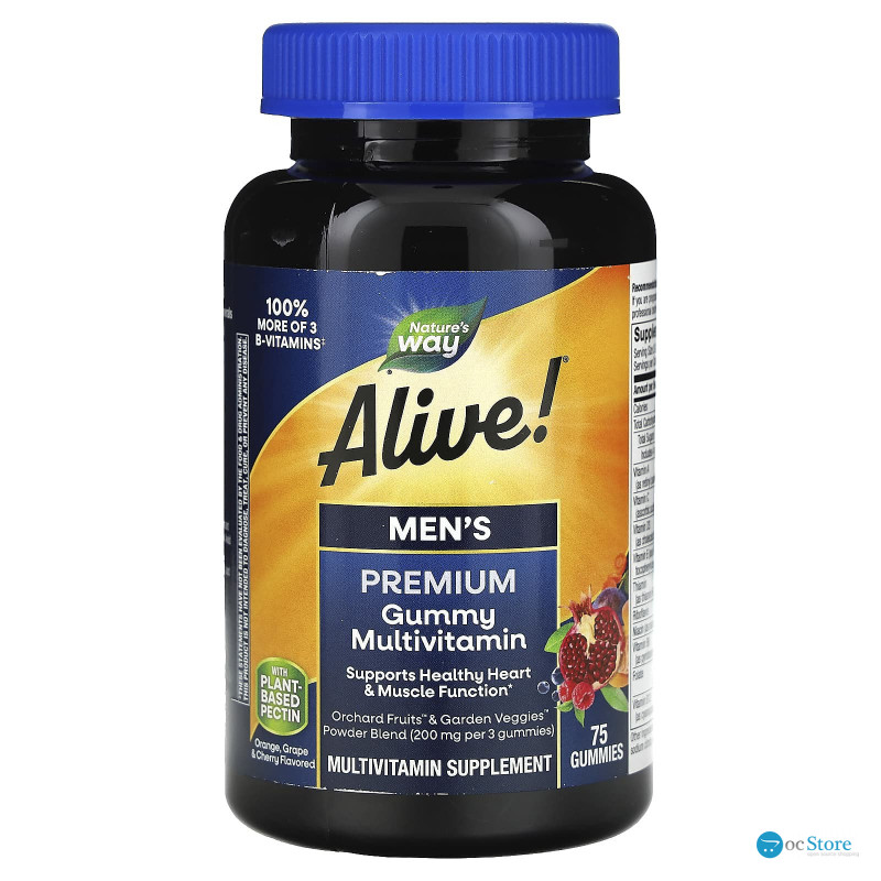 Вітаміни для чоловіків, Alive! Men's Gummy Vitamins, Nature's Way, 75 жувальних таблеток