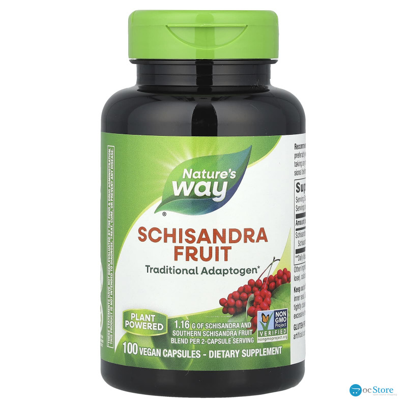 Лимонник китайський, Schizandra, Nature's Way, плоди, 100 веганських капсул (0,58 г на капсулу)