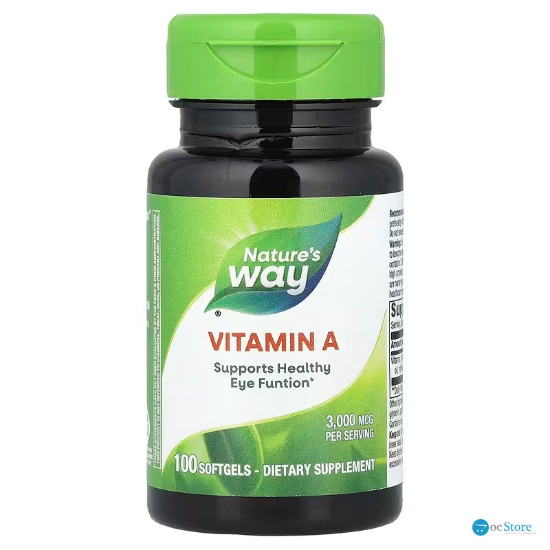 Вітамін A, Vitamin A, Nature's Way, 3000 мкг, 100 гелевих капсул