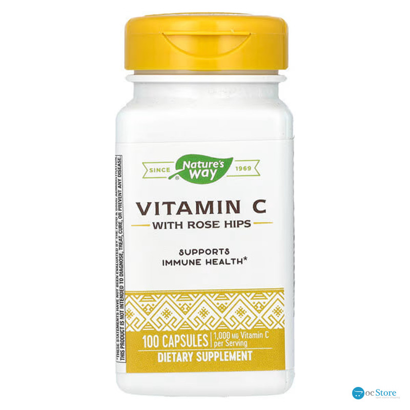 Вітамін С (аскорбінова кислота) з шипшиною, Vitamin C With Rose Hips, Nature's Way, 100 капсул