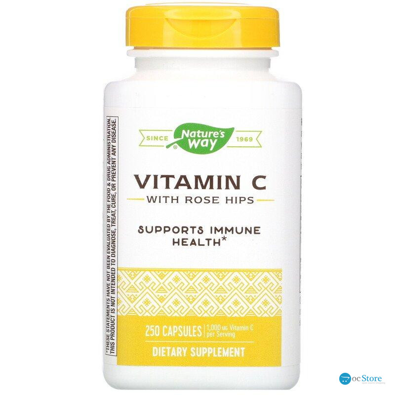 Вітамін С (аскорбінова кислота), Vitamin C, Nature's Way, з шипшиною, 1000 мг, 250 капсул