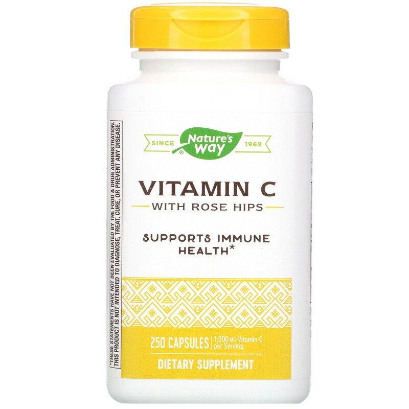 Вітамін С (аскорбінова кислота), Vitamin C, Nature's Way, з шипшиною, 1000 мг, 250 капсул