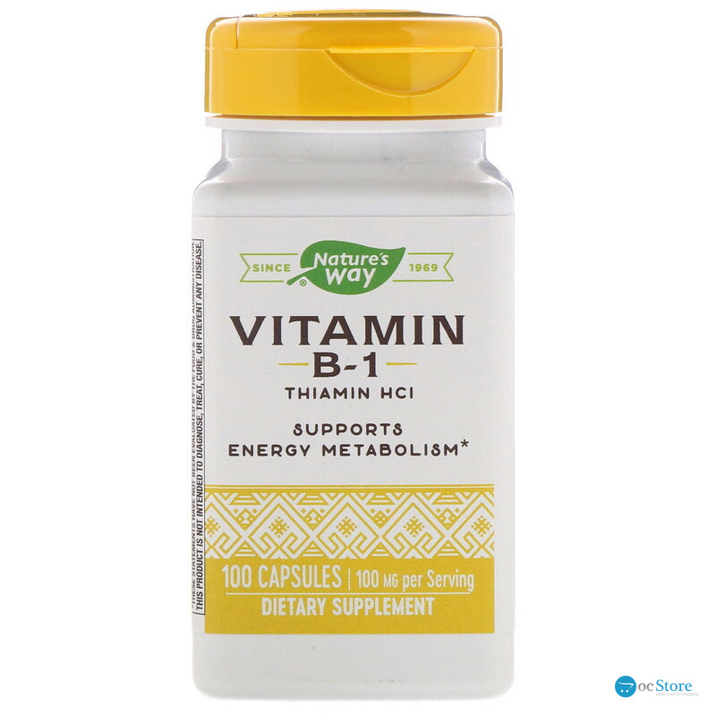 Тіамін, Vitamin B-1, Nature's Way, 100 мг, 100 капсул