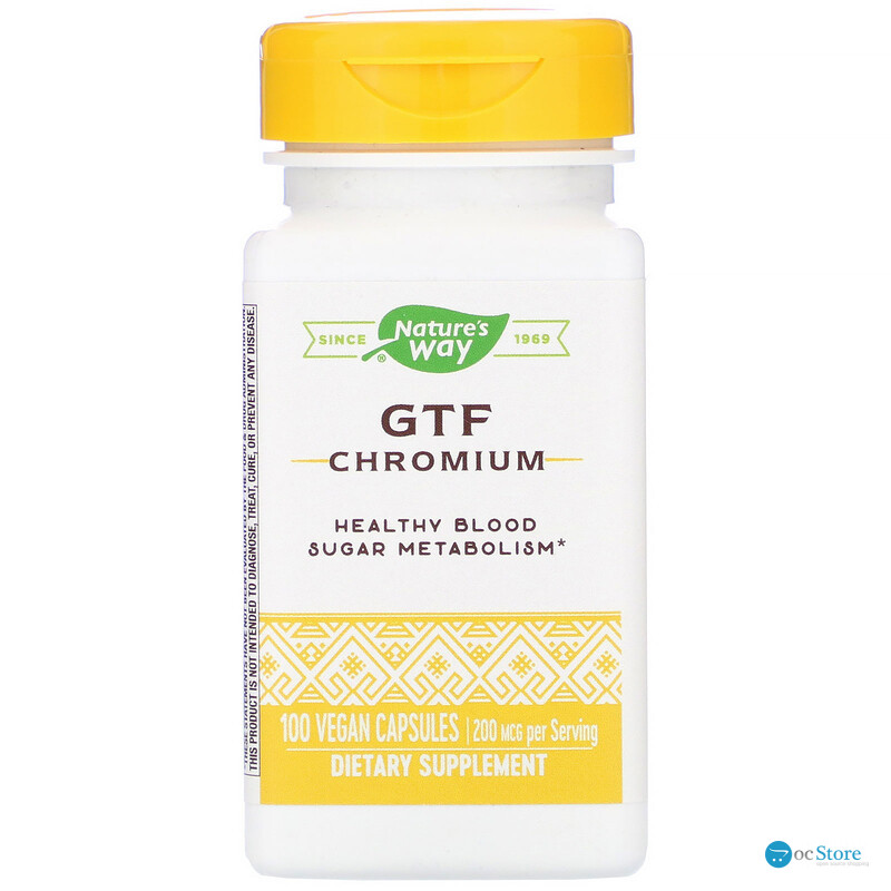 Хром, полінікотінат, GTF Chromium, Nature's Way, 200 мкг, 100 капсул