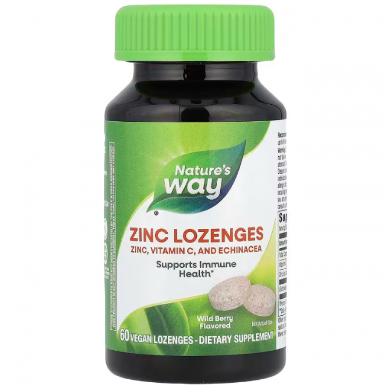 Глюконат цинку, Zinc Lozenges, Nature's Way, ягідний смак, 60 пастилок