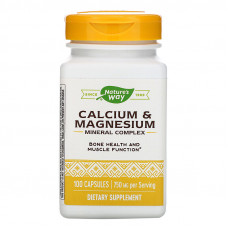 Кальцій та магній, Calcium & Magnesium Mineral Complex, Nature's Way, 750 мг, 100 капсул (250 мг у капсулі)