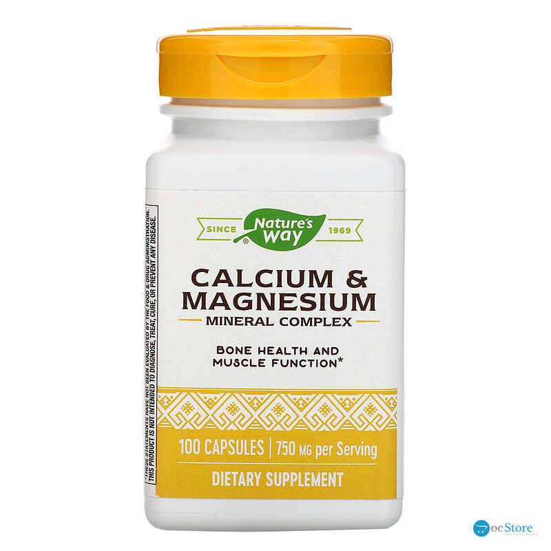 Кальцій та магній, Calcium & Magnesium Mineral Complex, Nature's Way, 750 мг, 100 капсул (250 мг у капсулі)