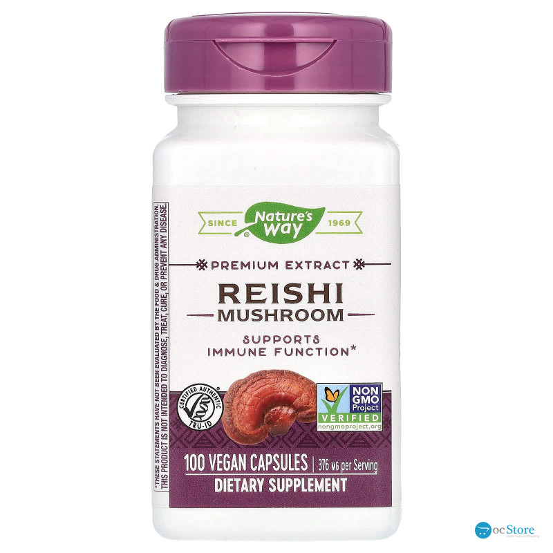 Гриб рейші лікувальний, Reishi, Nature's Way, стандартизований, 376 мг, 100 капсул