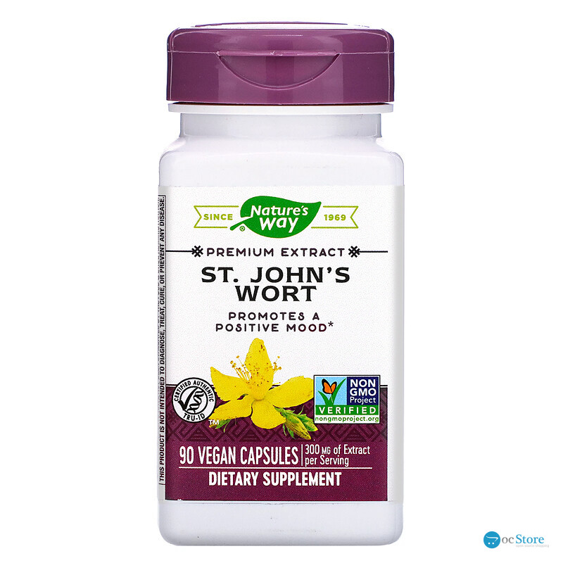 Звіробій, St. John's Wort, Nature's Way, стандартизований, 300 мг, 90 капсул