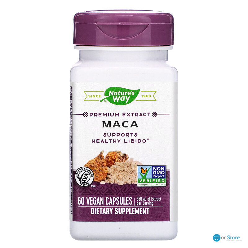 Мака, Premium Extract, Maca, Nature's Way, стандартизована, 350 мг, 60 веганських капсул