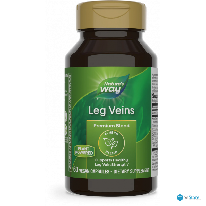 Підтримка здорової сили вен ніг, Leg Veins, Nature's Way, преміум-суміш, 60 вегетаріанських капсул