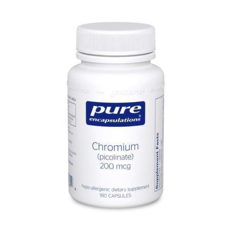 Хром (піколінат), Chromium (picolinate), Pure Encapsulations, для підтримки здорового метаболізму ліпідів та глюкози, 200 мкг, 180 капсул
