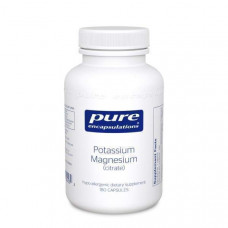 Калій та Магній (цитрат), Potassium Magnesium (citrate), Pure Encapsulations, підтримує здоров'я серця, м'язів, мінералізації кісток, нервів та кислотно-лужного балансу, 180 капсул
