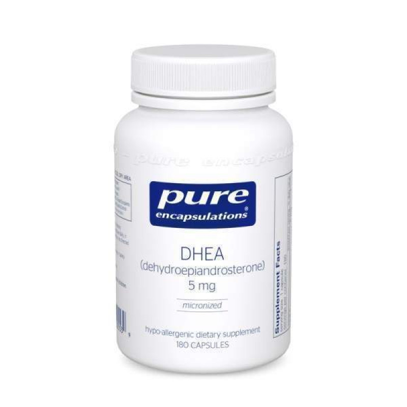 ДГЕА, DHEA, Pure Encapsulations, підтримка імунітету, спалювання жиру, гормонального балансу та емоційного благополуччя, 5 мг, 180 капсул