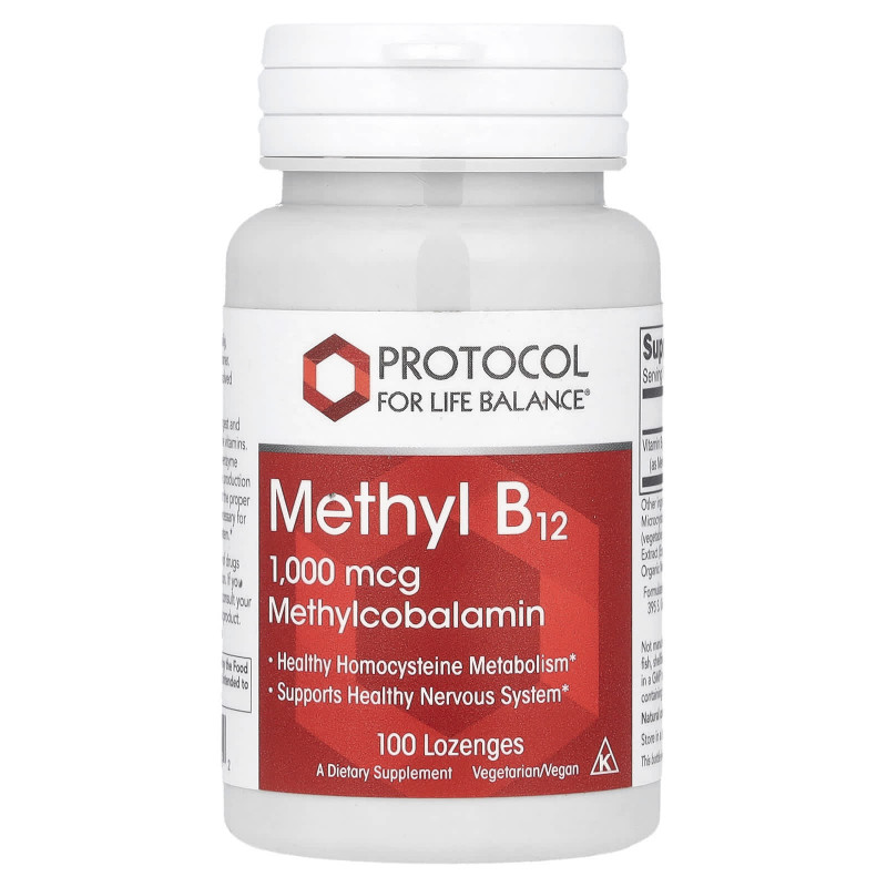 Метил В12, Methyl B12, Protocol for Life Balance 1000 мкг, 100 пастилок
