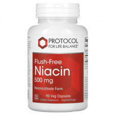 Ніацин, Flush-Free Niacin, Protocol for Life Balance, без почервоніння, 500 мг, 90 веганських капсул