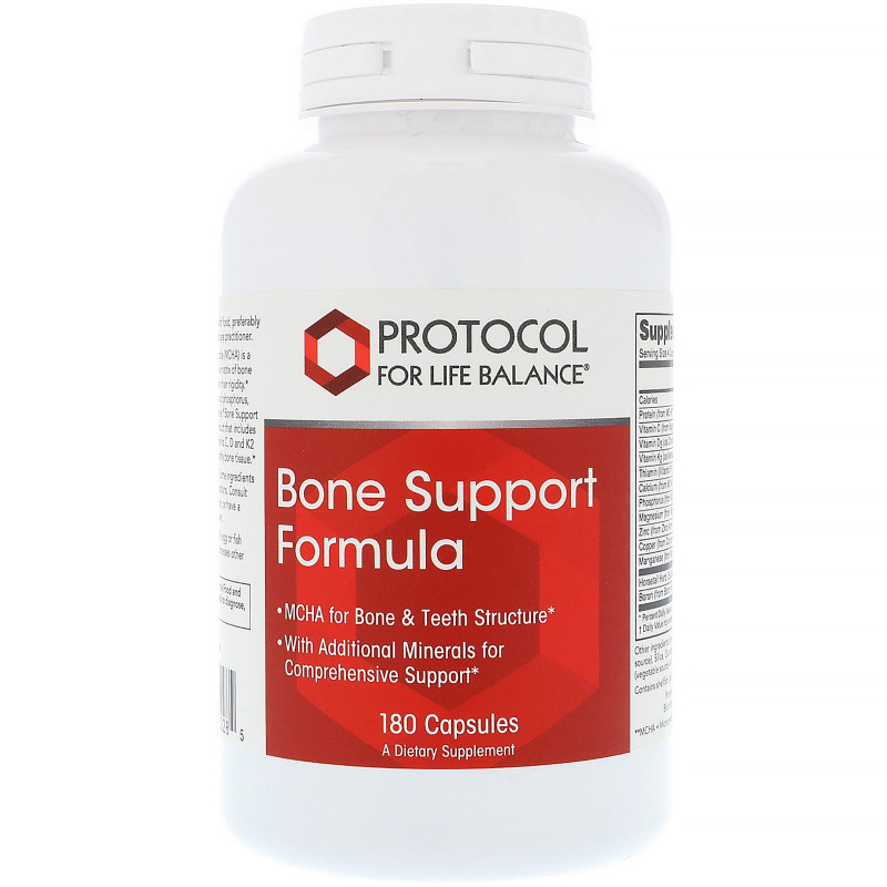Підтримка кісток, Bone Support Formula, Protocol for Life Balance, комплексна формула з MCHA, 180 капсул