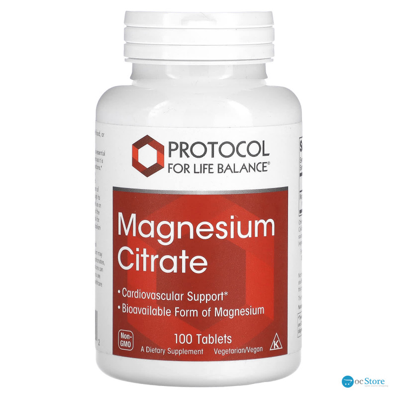 Магній цитрат, Magnesium Citrate, Protocol for Life Balance, 100 веганських таблеток