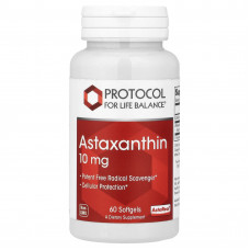 Астаксантин, Astaxanthin, Protocol for Life Balance, 10 мг, 60 гелевих капсул