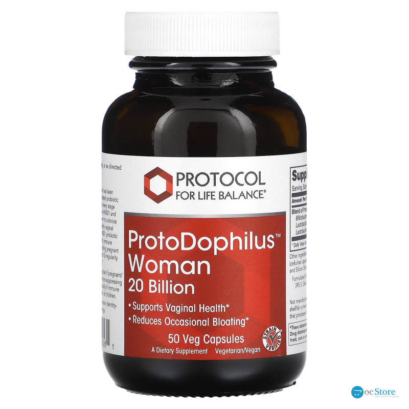 Пробіотики для жінок, ProtoDophilus Woman, Protocol for Life Balance, 20 млрд КУО, 50 веганських капсул