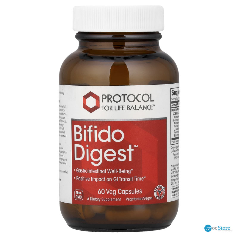 Пробіотики для травлення, Bifido Digest, Protocol for Life Balance, 60 веганських капсул