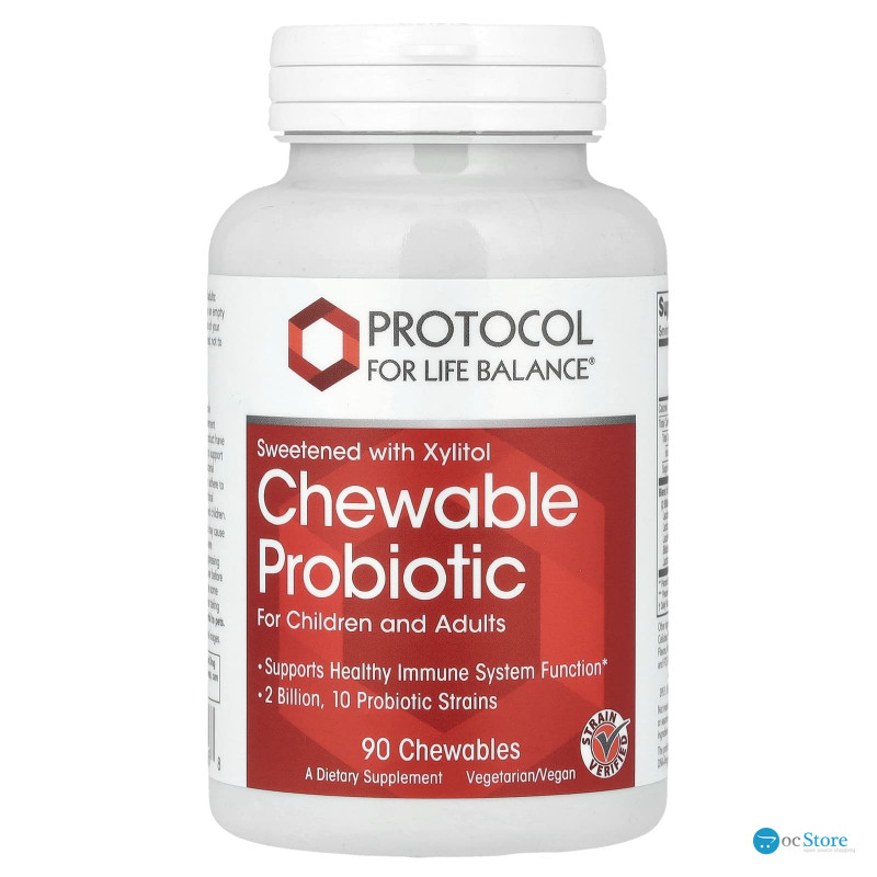 Жувальні пробіотики, Chewable Probiotic, Protocol for Life Balance, для дітей та дорослих, 2 млрд, 90 жувальних таблеток