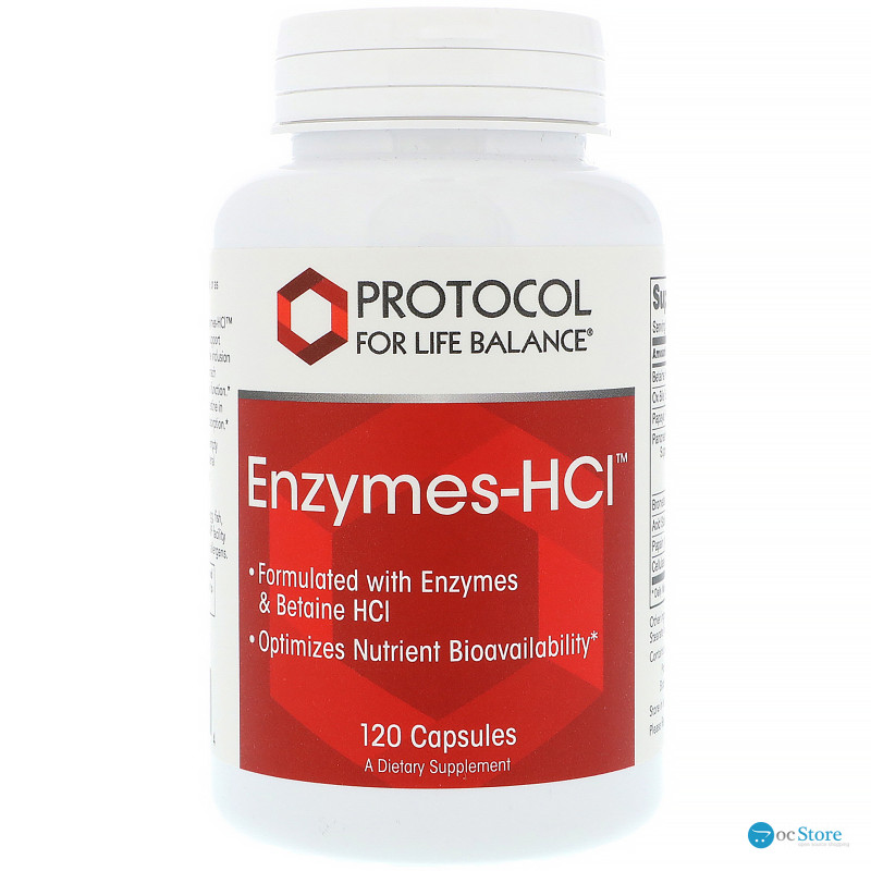 Ферменти бетаїн гідрохлориду, Enzymes-HCI, Protocol for Life Balance, 120 капсул
