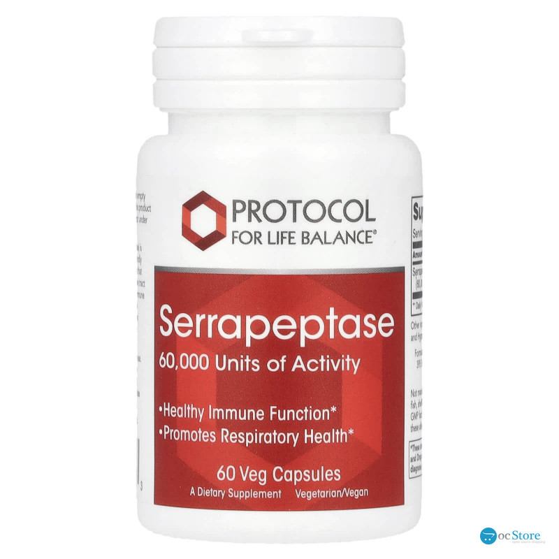 Серрапептаза, Serrapeptase, Protocol for Life Balance, 60 веганських капсул