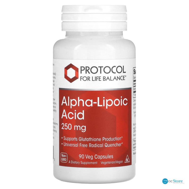 Альфа-ліпоєва кислота, Alpha-Lipoic Acid, Protocol for Life Balance, 250 мг, 90 веганських капсул