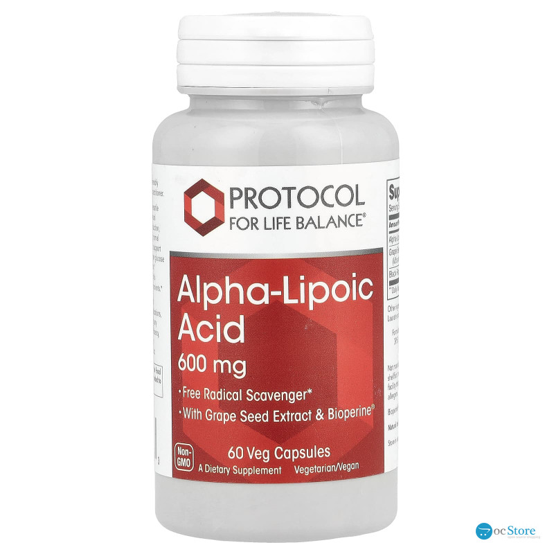 Альфа-ліпоєва кислота, Alpha-Lipoic Acid, Protocol for Life Balance, 600 мг, 60 вегетаріанських капсул