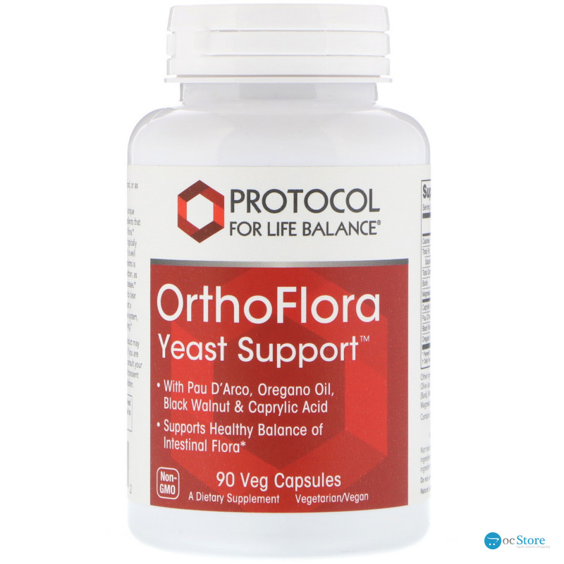 Підтримка кишкової мікрофлори, OrthoFlora Yeast Support, Protocol for Life Balance, 90 кап.