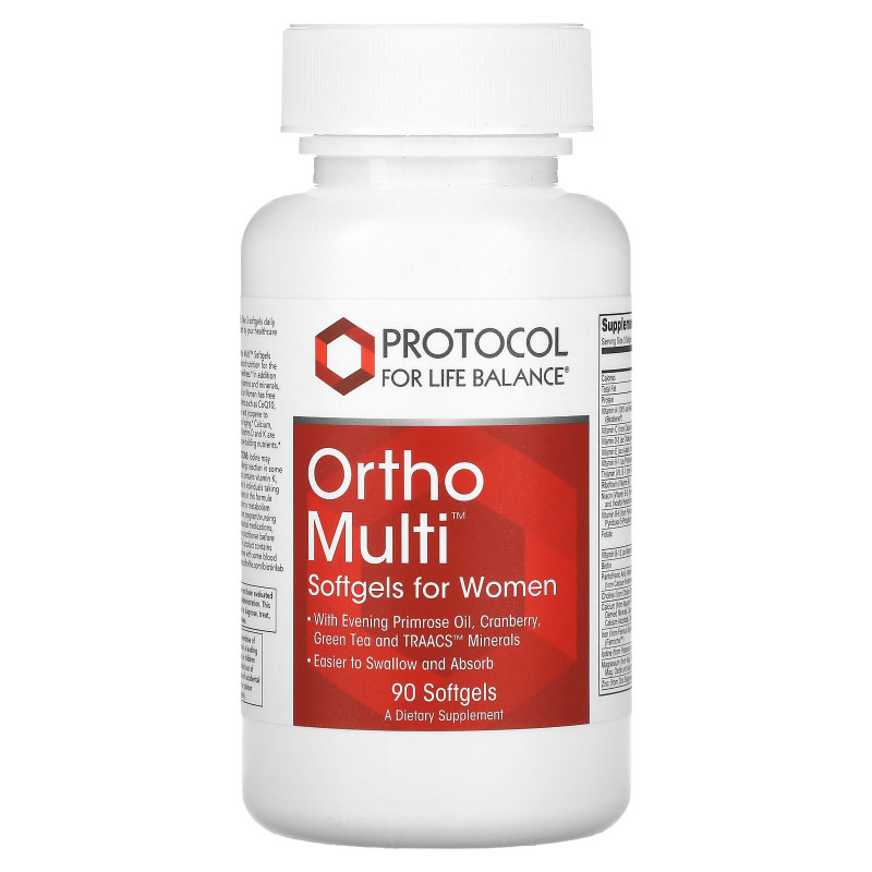Мультивітаміни для жінок, Ortho Multi for Women, Protocol for Life Balance, 90 гелевих капсул
