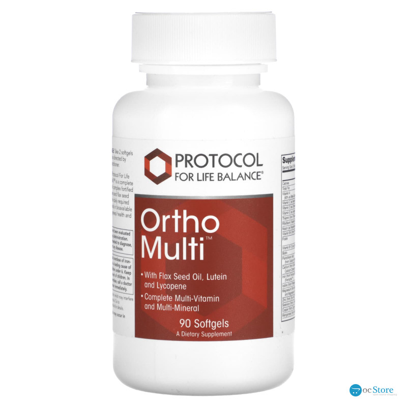 Мультивітаміни та мультимінерали, Ortho Multi, Protocol for Life Balance, повний комплекс, 90 гелевих капсул