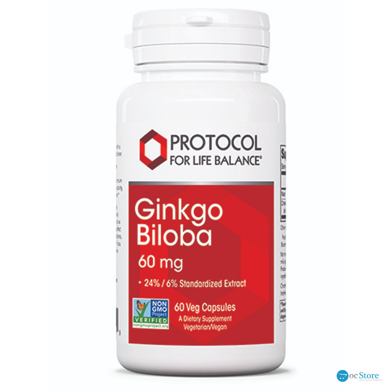 Гінкго Білоба, Ginkgo Biloba, Protocol for Life Balance, 60 мг, 60 веганських капсул