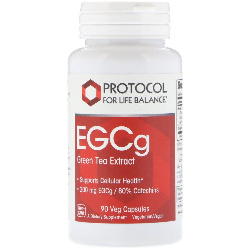 Екстракт зеленого чаю, EGCg Green Tea, Protocol for Life Balance, 200 мг, 90 вегетаріанських капсул