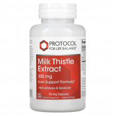 Розторопша плямиста, Milk Thistle Extract, Protocol for Life Balance, екстракт, 300 мг, 90 веганських капсул