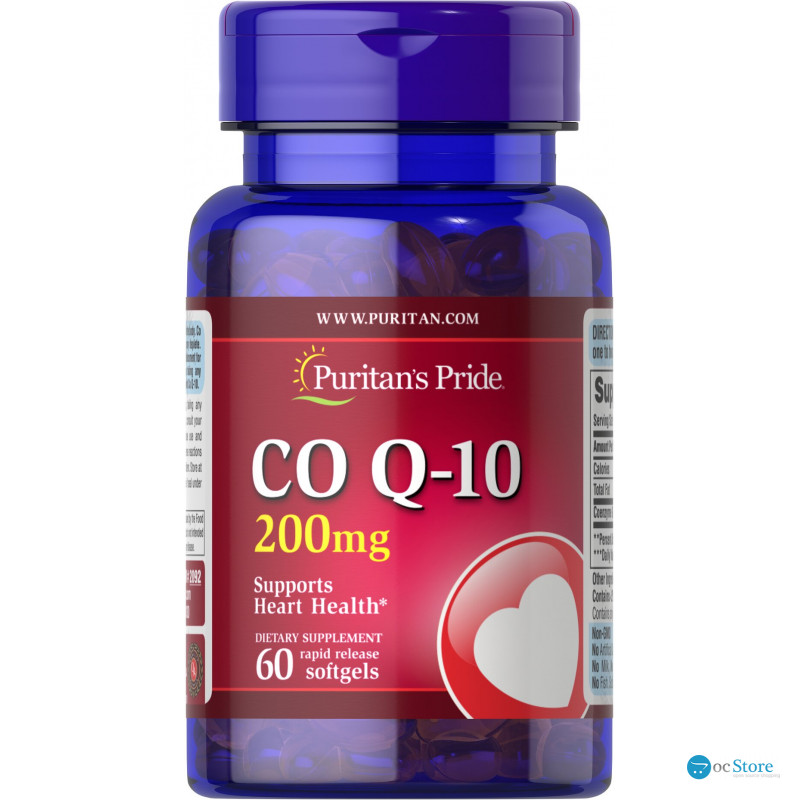 Коензим Q-10, Q-SORB ™ Co Q-10, Puritan's Pride, 200 мг, 60 гелевих капсул швидкого вивільнення