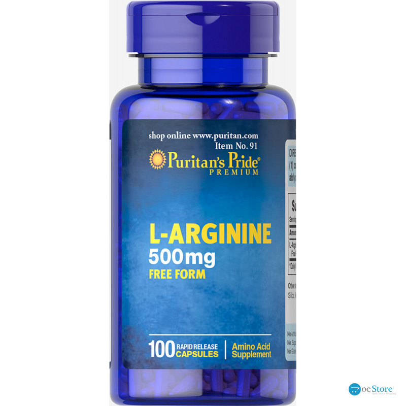 L-аргінін, L-Arginine, Puritan's Pride, 500 мг, 100 капсул