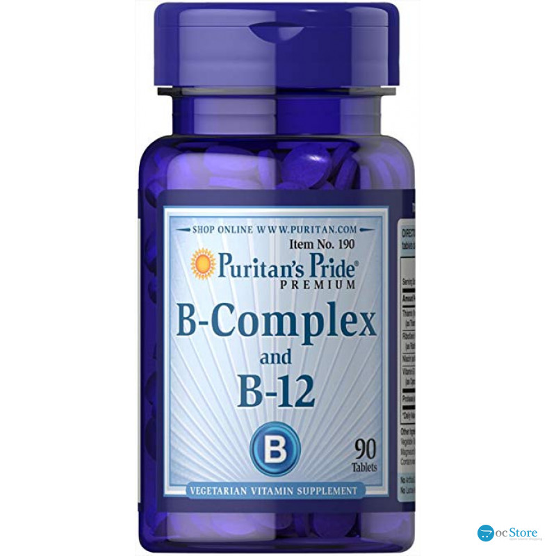 Вітаміни групи В, Vitamin B-Complex and Vitamin B-12, Puritan's Pride, 90 таблеток