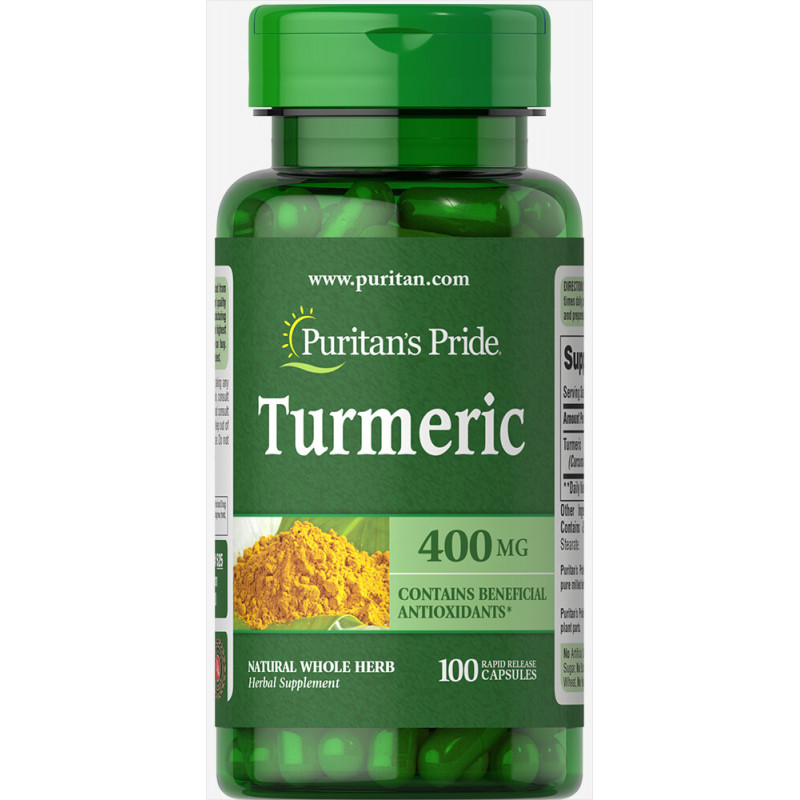 Куркума, Turmeric, Puritan's Pride, 400 мг, 100 капсул