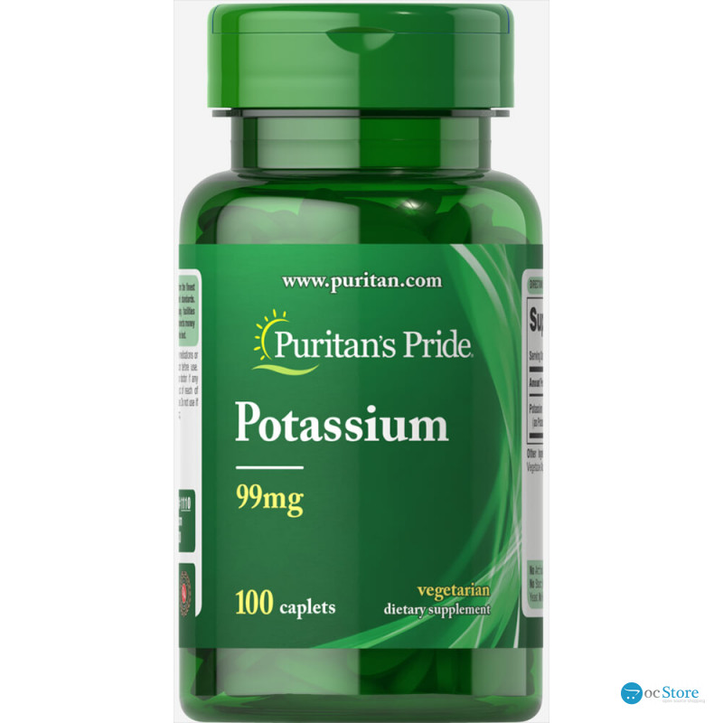 Калій, Potassium, Puritan's Pride, 99 мг, 100 капсул