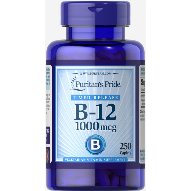 Вітамін В-12, Vitamin B-12, Puritan's Pride, 1000 мкг, 250 каплет
