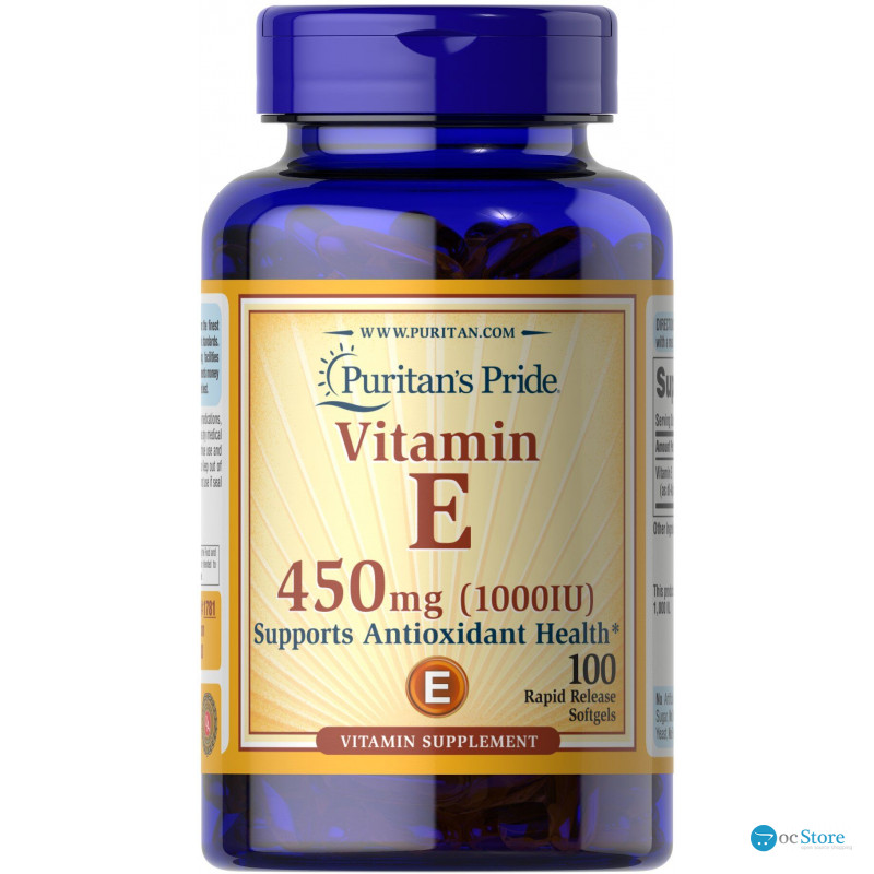 Вітамін Е, Vitamin E, Puritan's Pride, 450 мг (1000 МО), 100 капсул