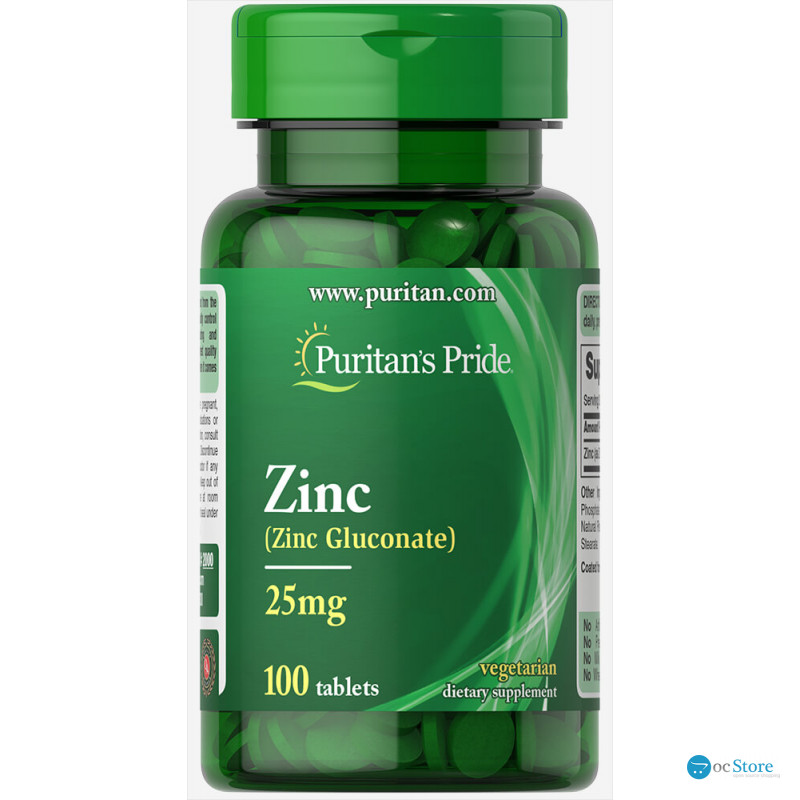 Цинк глюконат, Zinc, Puritan's Pride, 25 мг, 100 таблеток