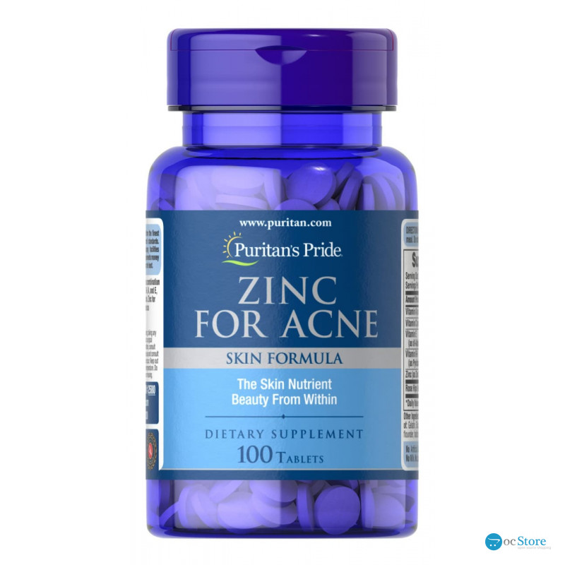 Цинк від прищів, Zinc for Acne, Puritan's Pride, 100 таблеток