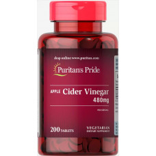 Яблучний оцет, Apple Cider Vinegar, Puritan's Pride, 480 мг, 200 таблеток
