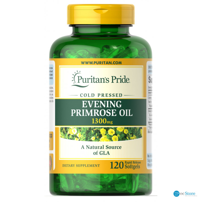 Олія вечірньої примули з ГЛК, Evening Primrose Oil, Puritan's Pride, 1300 мг, 120 гелевих капсул