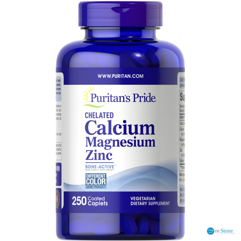 Кальцій Магній Цинк хелат, Chelated Calcium Magnesium Zinс, Puritan's Pride, 250 каплет